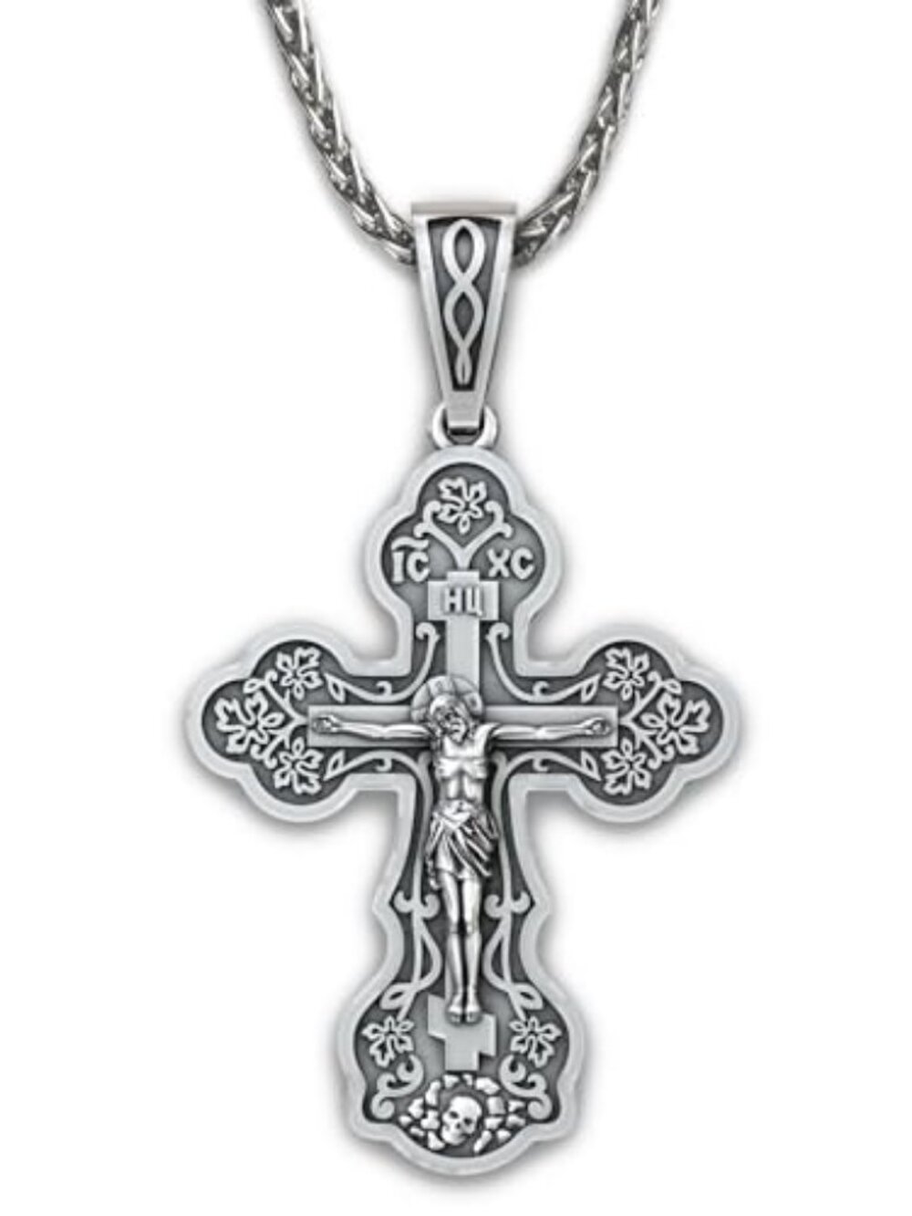 925 Sterling Silver Orthodox Cross Necklace for Women, Handmade